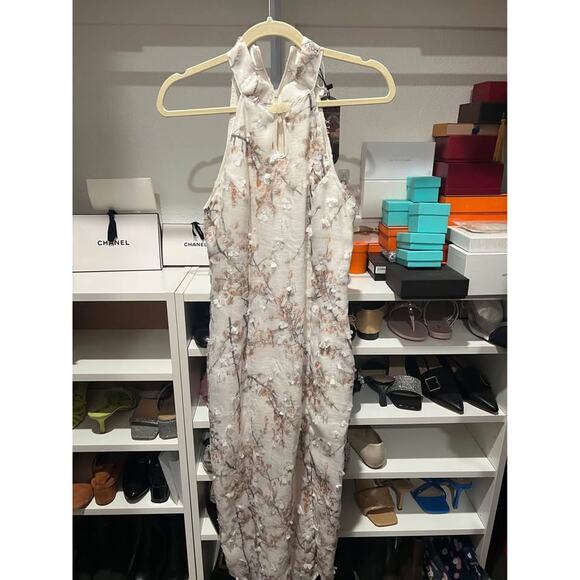 embroidered halter midi bodycon dress/qipao size 2 NWT - Picture 2 of 6